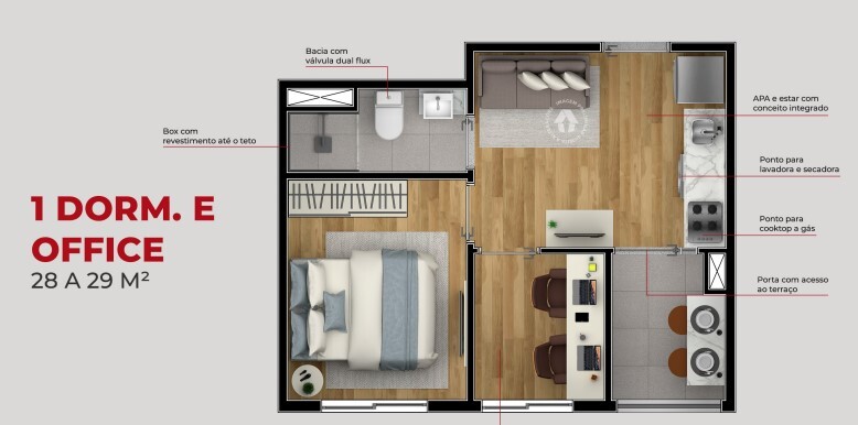 Apartamento à venda com 29m², 1 quarto sem vaga - 32