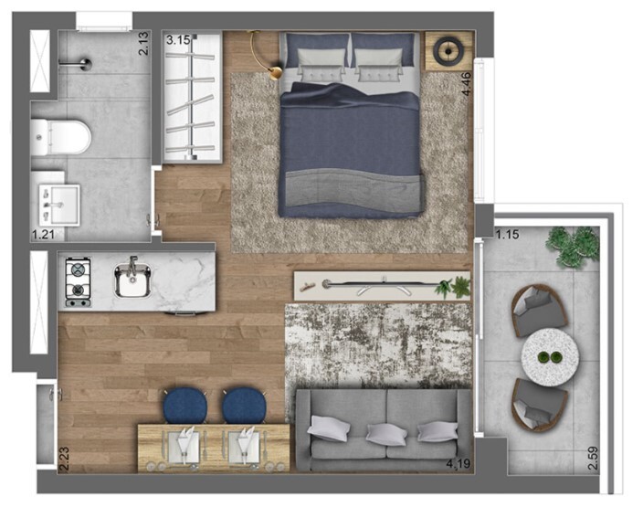 Studio à venda com 25m², 1 quarto sem vaga - 17