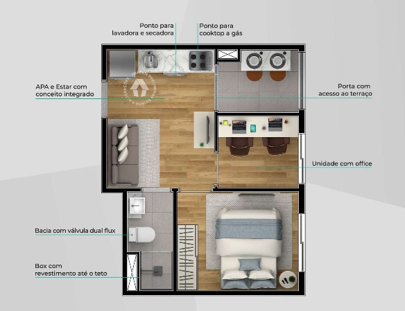 Apartamento à venda com 28m², 1 quarto sem vaga - 18